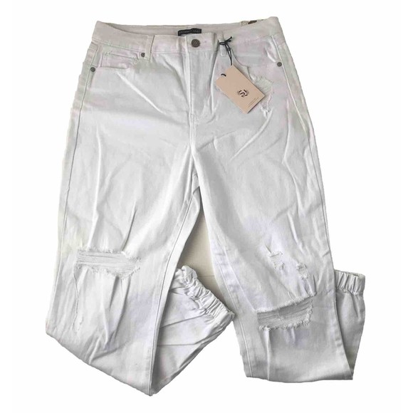 Sincerely Jules White Denim Distressed Stretch Jogger Pants Jeans NWT Size 9/29 - Picture 1 of 15